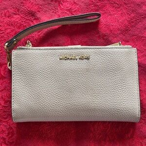 Michael Kors Textured Cream Wristlet